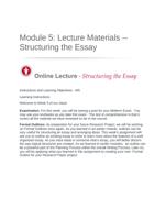 module 5: lecture materials -- structuring the ess