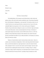 Student essay: topic The Elusive American Dream