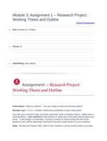 Module 3 Assignment 1 Research Project Working Thesis and Outline