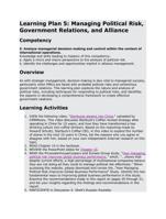 learning plan 5: managing political risk, governme