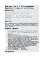 learning plan 8: proven methods of systems develop