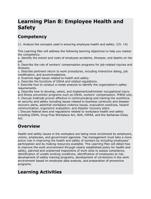 learning plan 8: employee health and safety compet