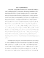 Essay I: Professional Progress