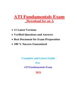 ATI Fundamentals Proctored Exam Test Bank (11 VERSIONS) 2020/2021