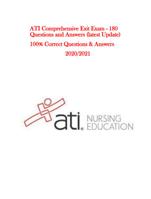 ATI Comprehensive Exit Exam - 180 Correct Questions & Answers 2020/2021