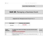 Planning a Business Event (Unit 18 - Assignment 2) Btec business