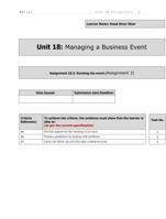 Running a Business Event (Unit 18 - Assignment 2) Btec business