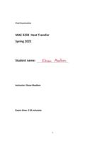 MAE 3233 Heat Transfer Final Exam Solution Spring 2022