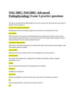 NSG 5003 NSG5003- Advanced Pathophysiology Exam 3 practice questions