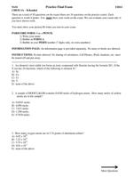 CHEM 1A Practice Final Exam  General Chemistry