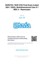 NUR 2755 Final Exam Latest 2021 2022 Multidimensional Care IV MDC 4 Rasmussen