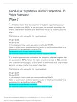 MATH 225N Week 7 Assignment Developing Hypothesis and understanding Possible Conclusion