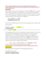 Week 7 Assignment Hypothesis Test for the mean-Polution Standard Deviation known