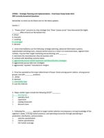 STR581 Strategic Planning and Implementation  Final Exam Study Guide | Correctly Answered Questions