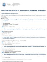 FEMA IS  700 b TEST An Introduction to the National Incident Management