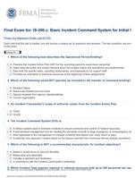 NURS 4465 Final Exam for IS 200 Basic Incident Command System for Initial