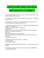 adult health final questions and answers| Graded A