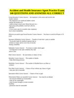 Accident and Health Insurance Agent Practice Exam|140 QUESTIONS AND ANSWERS ALL CORRECT