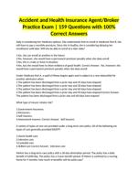 Accident and Health Insurance Agent/Broker Practice Exam | 159 Questions with 100%Correct Answers