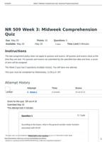 NR 509 Week 3 Midweek Comprehension Quiz Advanced Physical Assessment