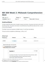 NR 509 Week 2 Midweek Comprehension Quiz Advanced Physical Assessment