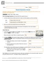 Student Exploration Density Answers