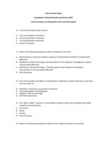 Exam revision paper Foundation of Mental Health and Distress 2022