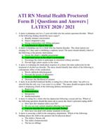 ATI RN Mental Health Proctored Form B | Questions and Answers | LATEST