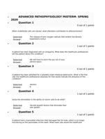 ADVANCED PATHOPHYSIOLOGY MIDTERM Exam Answers- SPRING 2020