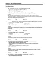 Chapter 1: The Surgical Technologist MULTIPLE CHOICE answers