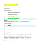 3p exam answers score  94.67%.  Which headache sign does not warrant an immediate investigation?