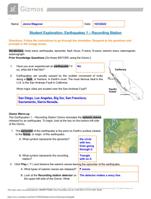 Student Gizmo Exploration: Earthquakes 1 - Recording Station