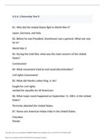 U.S.A. Citizenship Test 9 answers