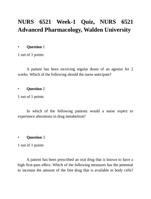 NURS 6521 Week-1 Quiz Advanced Pharmacology, Walden University