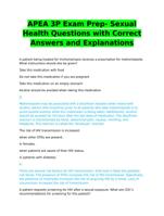 APEA 3P Exam Prep- Sexual Health Questions with Correct Answers and Explanations