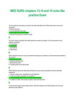 MED SURG chapters 13,14 and 15 nclex f&e practice Exam