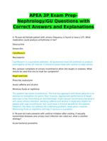 APEA 3P Exam Prep-Nephrology/GU Questions with Correct Answers and Explanations