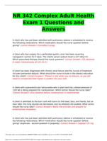 NR 342 Complex Adult Health Exam 1 Questions and Answers