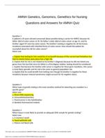 AMNH Genetics, Genomics, Genethics for Nursing Questions and Answers for AMNH Quiz