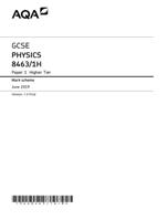 GCSE PHYSICS 8463/1H Paper 1 Higher Tier Mark scheme   2019 Version: 1.0 Final