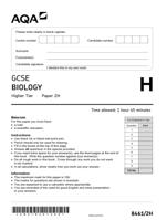 AQA GCSE BIOLOGY Higher Tier Paper 2H