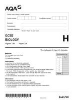 AQA GCSE BIOLOGY Higher Tier Paper 1H