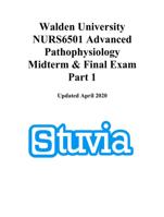 NURS 6501 Advanced Pathophysiology Midterm & Final ExamPart 1-Walden University