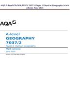 AQA A-level GEOGRAPHY 7037/1 Paper 1 Physical Geography Markscheme June 2021