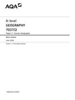 A-level GEOGRAPHY 7037/2 Paper 2 Human Geography Mark scheme June 2020