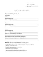 ASL Signing Naturally Workbook: Unit 3 Homework 3.1