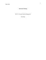 BUS 215: Final Paper - Retirement Planning