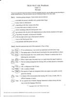 ASL Trueway Unit 1 worksheets pre-test solution