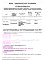 Module 7: Intermolecular Forces and Properties Pre-Laboratory Questions