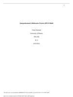 NSG/302 Week 4 IPCP paper Interprofessional Collaborative Practice (IPCP) Model